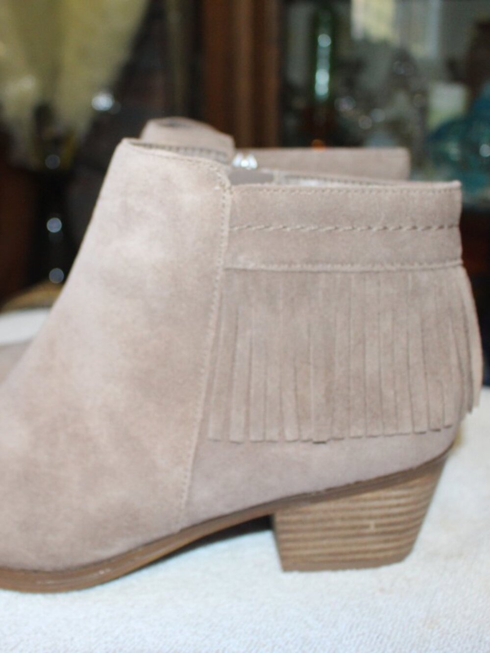 NWOT Naturalizer ankle leather fringe boot women's 9 1/2 ww - Picture 4 of 10